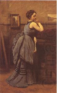 Woman in Blue (mk05), Jean Baptiste Camille  Corot